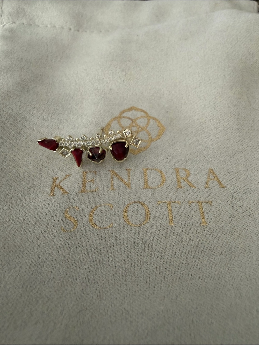 Kendra Scott Red Crystal Ear Cuff with Gold Accents